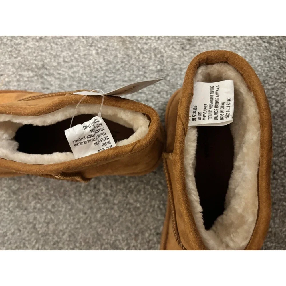 Arizona Jean Co Sandie Cognac Faux Fur Memory Foam Ankle Boots Womens 8 NEW